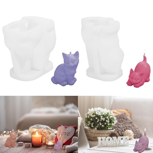 Silikon Katzen Gießform - Gieß 3D Kätzchen als Seifenform oder Epoxidharz Form - Inklusive Harz & Gipsform Option von Tuxuzal