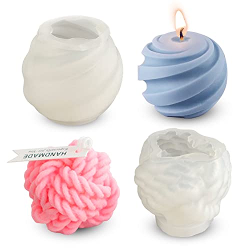 2 Stück Kerzenform Silikon Wollknäuel Kerzen Gießform Wollball Spirale Kugel Kerzenform Epoxidharz Wollball Kerzen Silikonform, Wollknäuel Kerzenform Bubble Resin Wachsformen für Kerzen Seife Handwerk von Tuxuzal