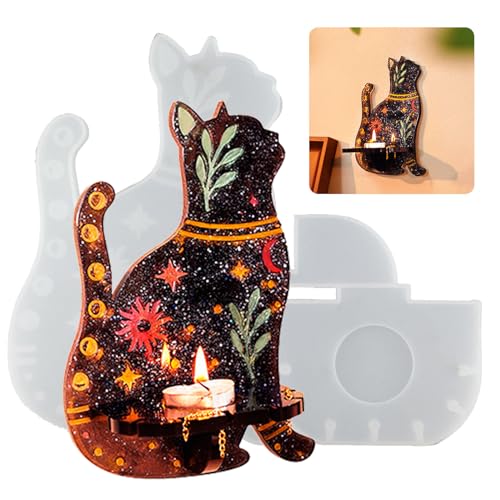 Kerzenhalter Silikonform Halloween Katzen Kerzenhalter Silikonform für Kerzen Gießform Halloween Dekoration Wand Kerzenhalter Hängend Ornamente Kerzenständer Silikon Gießform Beton für Teelichthalter von Tuxuzal