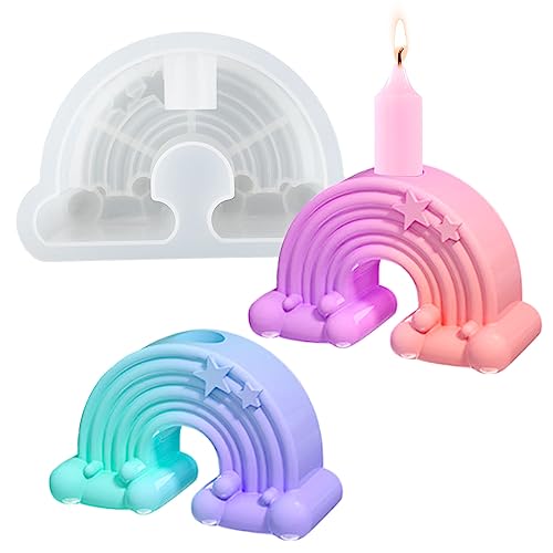 Kerzenhalter Silikonform Regenbogenbrücke Kerzenhalter Gießform Regenbogen Kerzenform Kerzenständer Silikonform 3D Regenbogen Kerzenhalter Stabkerze Gießform DIY Regenbogen Silikon Kuchenform von Tuxuzal