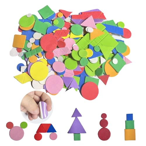 Moosgummi Sticker Kinder 750 Stück Selbstklebende Geometrische Aufkleber Set für DIY Dekoration Kunsthandwerk, Bunte Schaumstoff Sticker Basteln Kinder Moosgummi Basteln für Sammelalbum von Tuxuzal