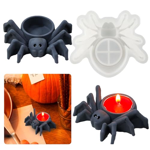 Halloween Silikonform Kerzenhalter Spinne Form Kerzenhalter Gießform Spinne Silikonform Halloween 3D Tier Harzform Spinne Gießform Teelichthalter Epoxidharz Form Kerzenständer für Haus Halloween Deko von Tuxuzal