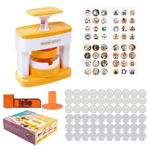 Button-Maker-Maschine, Abzeichen-Press-Set, Abzeichen-Maschine mit 48 Abzeichen, 55 mm Abzeichen-Herstellungs-Set, Pin-Presser-Maschine, Zubehör zur Herstellung von Knöpfen von Tuxxjzm