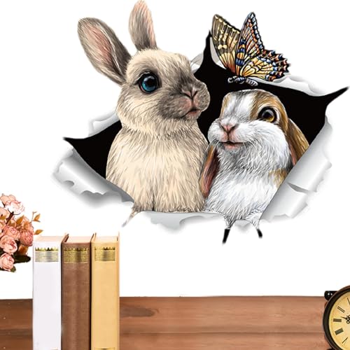 Tuxxjzm -Tier-Wandaufkleber, Tier-Wandaufkleber - -Katzenaufkleber zum Durchbrechen der Wand,Cartoon-Tier-Poster, selbstklebende Wanddekoration für Kühlschrank, Küche, Wohnzimmer, Kinderzimmer von Tuxxjzm