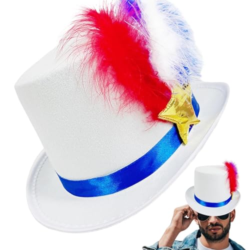 Tuxxjzm Unabhängigkeitstag Hut Stern 4. Juli Feder Zylinder Festlicher Party Kopfschmuck Lustiges Kostüm Zubehör Karneval Kopfbedeckung für Damen Herren Erwachsene Tuxxjzm Unabhängigkeitstag Hut Stern 4. Juli Feder Zylinder Festlicher Party Kopfschmuck Lustiges Kostüm Zubehör Karneval Kopfbedeckung für Damen Herren Erwachsene von Tuxxjzm