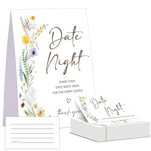 Wildflower Date Night Game, Date Night Ideas Sign with 50 Cards, Bridal Shower Game, Boho Bridal Shower Decorations, Wedding Date Night Advice - 10 von Tuyashua