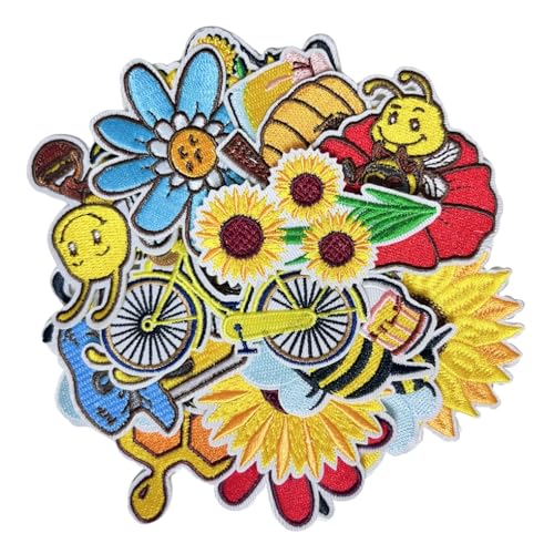 18 Stück Sonnenblumen-Emblem, zum Aufbügeln oder Aufnähen, bunt, bestickter Stoff, Biene, Auto, Blume, niedliche Stile, Aufnäher, Applikation, DIY-Dekoration, Zubehör für Kleidung, T-Shirts, Rucksäcke 18 Stück Sonnenblumen-Emblem, zum Aufbügeln oder Aufnähen, bunt, bestickter Stoff, Biene, Auto, Blume, niedliche Stile, Aufnäher, Applikation, DIY-Dekoration, Zubehör für Kleidung, T-Shirts, Rucksäcke von Tuyatezhi