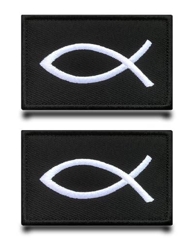 2 Packungen Jesus Fish Ichthys taktischer Aufnäher, Klettverschluss, perfekt lustig bestickt für Hüte, Rucksäcke, Westen, Uniform, Kleidung, Jeans usw 2 Packungen Jesus Fish Ichthys taktischer Aufnäher, Klettverschluss, perfekt lustig bestickt für Hüte, Rucksäcke, Westen, Uniform, Kleidung, Jeans usw von Tuyatezhi
