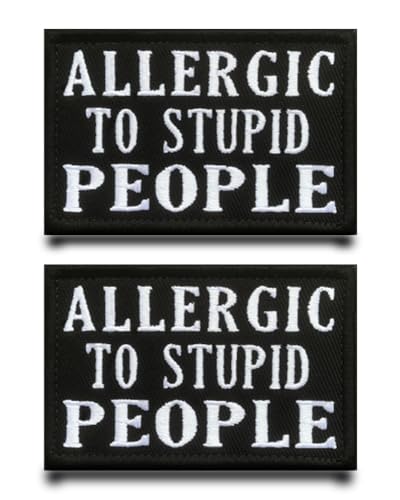 2 Stück"ALLERGIC TO STUPID PEOPLE"Lustige Flagge Patch Abnehmbare Aufnäher mit Stickereiverschluss Taktisch Militär Patch Applikation für Rucksäcke Jacke Taschen Weste Kleidung Stickereibänder 2 Stück"ALLERGIC TO STUPID PEOPLE"Lustige Flagge Patch Abnehmbare Aufnäher mit Stickereiverschluss Taktisch Militär Patch Applikation für Rucksäcke Jacke Taschen Weste Kleidung Stickereibänder von Tuyatezhi