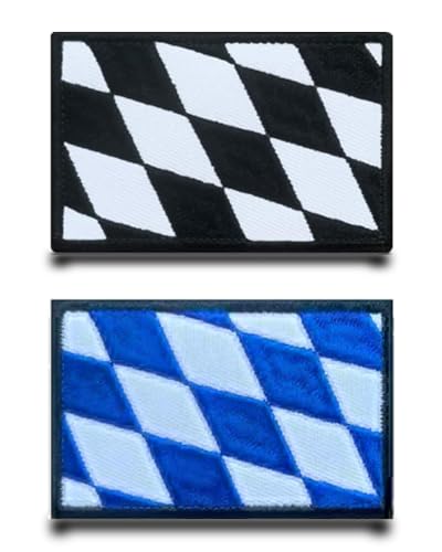 2 Stück Bayern Flagge-Patch Stickerei Taktische Militär Bayerisch Patch, Aufnäher Mit Nylon Airsoft Für Stickereibänder Jacke Rucksäcke Taktische Kleidung Taschen Abzeichen von Tuyatezhi