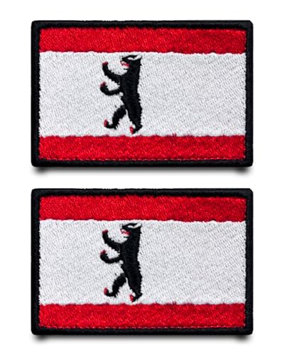 2 Stück Berlin City Berlin Bär Deutschland Flagge Stickerei Patch Abzeichen Lustiger Taktische Aufnäher Nylon Militär Applikation für Kleidung Hut Jacke Taschen Rucksäcke Weste Jeans von Tuyatezhi