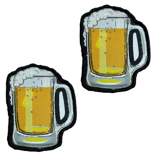 2 Stück Bier Bierfest Lustiger Flagge Patch Stickerei Militär Abzeichen mit Nylon Taktisch Aufnäher Applikation für Kleidung Hut Rucksäcke Jacke Taschen Weste Hundegeschirr Jeans von Tuyatezhi