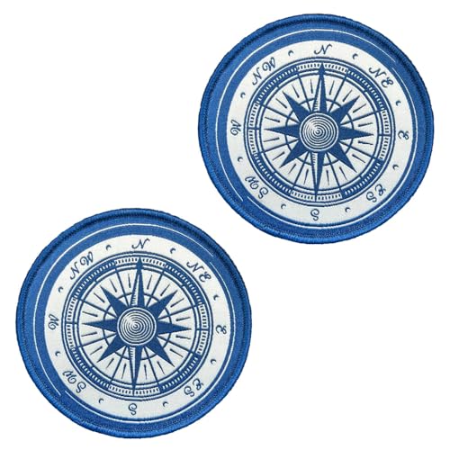 2 Stück Blau Kompass Stickerei Patch Lustiger Flagge Taktische Abzeichen Aufnäher Nylon Militär Applikation für Jacke Taschen Kleidung Hut Rucksäcke Weste von Tuyatezhi