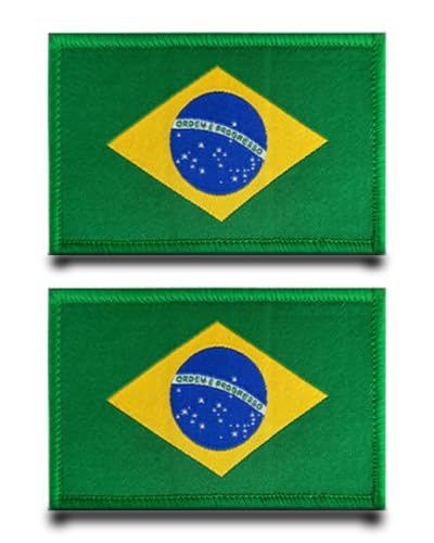 2 Stück Brasilien Flagge Patch Abnehmbare Aufnäher mit Stickereiverschluss Taktisch Militär Patch Applikation für Taschen Rucksäcke Weste Hundegeschirr Draussen Kleidung Jacke Jeans von Tuyatezhi