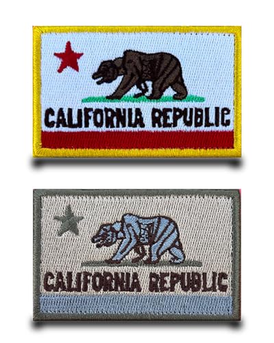 2 Stück California State Tactical Military Flag Patches Hook & Loop American CA Flag Embroidered Military Patches for Clothes, Jeans,Caps,Bags,Backpacks,Vests,Hats von Tuyatezhi