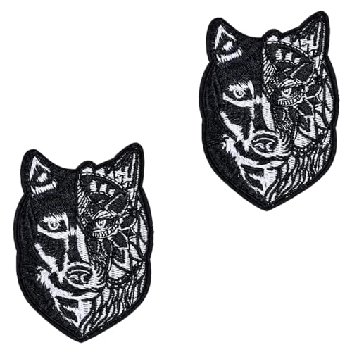 2 Stück Doppelgesichter Wolf Lustiger Patch Bügelbild Aufbügler Iron On Sew On Flicken Taktisch Abzeichen Militär Applikation für Weste Rucksäcke Jacke Kleidung Taschen T-Shirt Baseballkappe 2 Stück Doppelgesichter Wolf Lustiger Patch Bügelbild Aufbügler Iron On Sew On Flicken Taktisch Abzeichen Militär Applikation für Weste Rucksäcke Jacke Kleidung Taschen T-Shirt Baseballkappe von Tuyatezhi