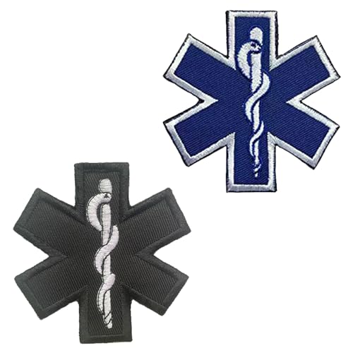 2 Stück EMT Star of Life Lustige Patch Abnehmbare Aufnäher mit Stickerei Taktische Militär Flagge Patch Applikation für Rucksäcke Draussen Taschen Jacke Weste Kleidung Baseballkappe von Tuyatezhi