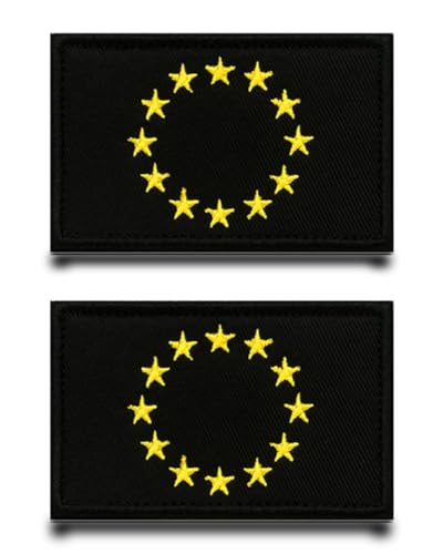 2 Stück Europäische Union Flagge-Patch Stickerei Taktische Militär Patch,Aufnäher Mit Nylon Airsoft Für Taktische Kleidung Jacke Stickereibänder Taschen Abzeichen Rucksäcke von Tuyatezhi