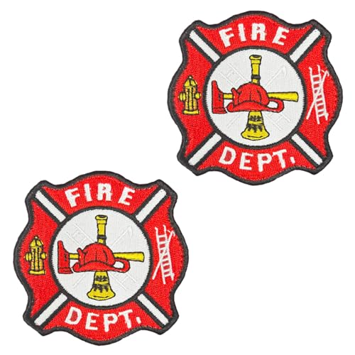 2 Stück Fire Dept Feuerwehr Sicherheit Patch Lustiger Flagge Stickerei Taktische Abzeichen Aufnäher mit Nylon Militär Patch Applikation für Jacke Jeans Taschen Kleidung Hut Rucksäcke Weste von Tuyatezhi