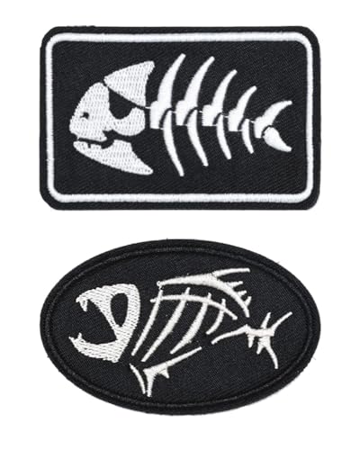 2 Stück Fisch Fischkelett Fischfossilien Stickerei Patch Flagge Abzeichen Lustiger Taktische Aufnäher Nylon Militär Applikation für Kleidung Hut Jacke Taschen Rucksäcke Weste 2 Stück Fisch Fischkelett Fischfossilien Stickerei Patch Flagge Abzeichen Lustiger Taktische Aufnäher Nylon Militär Applikation für Kleidung Hut Jacke Taschen Rucksäcke Weste von Tuyatezhi