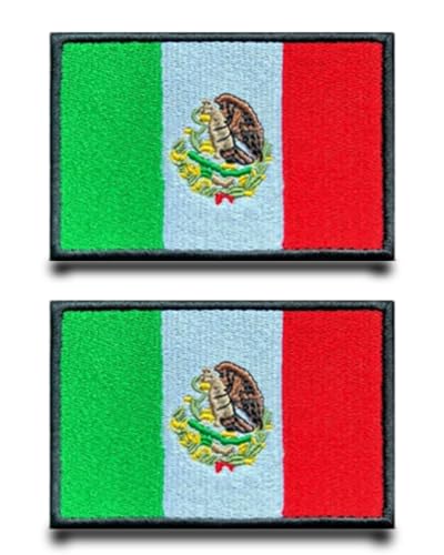 2 Stück Mexiko National Flagge Patch Stickerei Taktische Militär Patch,Aufnäher mit Stickereiverschluss Airsoft für Stickereibänder JackeRucksäcke Taktische Kleidung Taschen Abzeichen von Tuyatezhi