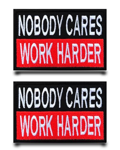 2 Stück"NOBODY CARES WORK HARDER"Flagge Patch Stickerei Taktische Militär Patch Aufnäher mit Stickereiverschluss Airsoft für Taschen Abzeichen Rucksäcke Taktische Kleidung Jacke Stickereibänder von Tuyatezhi
