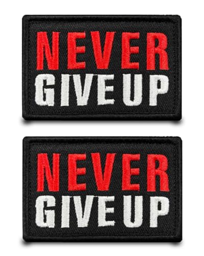 2 Stück Never Give Up/Nie Aufgeben Lustiger Patch Hook & Loop Nylon Stickerei Flagge Patch Taktische Militärisch Aufnäher Applikation für Rucksäcke Weste Kleidung Hut Jacke Jeans T-Shirt 2 Stück Never Give Up/Nie Aufgeben Lustiger Patch Hook & Loop Nylon Stickerei Flagge Patch Taktische Militärisch Aufnäher Applikation für Rucksäcke Weste Kleidung Hut Jacke Jeans T-Shirt von Tuyatezhi