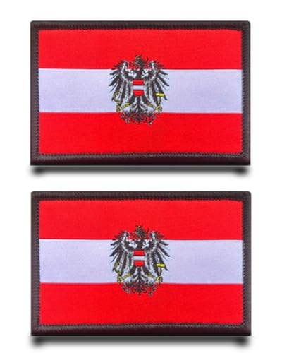2 Stück Österreich-Adler Flagge Patch Stickerei Taktische Militär Patch,Aufnäher mit Stickereiverschluss Airsoft für Stickereibänder Jacke Rucksäcke Taktische Kleidung Taschen Abzeichen von Tuyatezhi