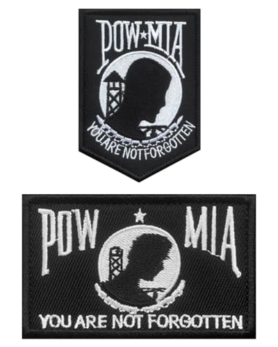 2 Stück"POW MIA YOU ARE NOT FORGOTTEN"Flagge Patch Bügelbild Aufbügler Iron On Sew On Flicken Taktisch Militär Applikation für Kleidung Baseballkappe Taschen Weste Jacke Rucksäcke von Tuyatezhi