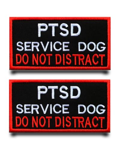 2 Stück"PTSD"Service Dog Flagge Patch Stickerei Taktische Militär Aufnäher mit Stickereiverschluss Applikation Patch für Taktische Hund Kleidung Baseballkappe Weste Hundegeschirr von Tuyatezhi