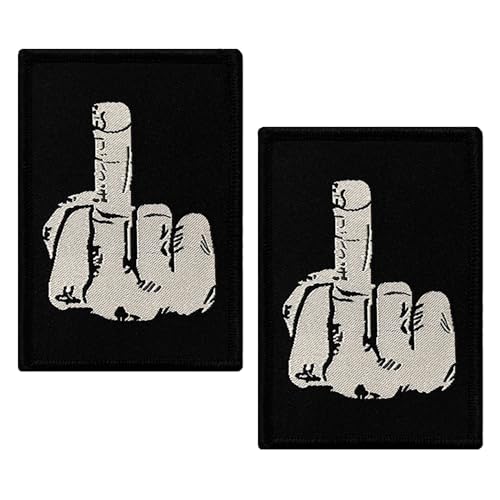 2 Stück Quadrat Mittelfinger Lustige Patch Abnehmbare Aufnäher mit Nylon Taktische Flagge Patch Applikation für Taschen Jacke Rucksäcke Draussen Weste Kleidung Baseballkappe von Tuyatezhi