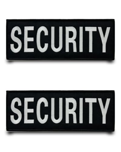 2 Stück SECURITY Gestickte Großer Patch Hook & Loop Stickerei Flagge Patch Taktische Aufnäher Applikation für Jacke Jeans T-Shirt Rucksäcke Weste Kleidung Hut 10.7 * 4 inch von Tuyatezhi