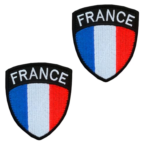 2 Stück France Schild Flagge Patch Bügelbild Aufbügler Iron On Flicken Taktisch Militär Applikation für Kleidung Baseballkappe Taschen Weste Jacke Rucksäcke von Tuyatezhi