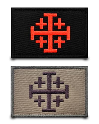 2 Stück Schwarz und Braun Ritter Templer Kreuz Flagge Patch Nylon Stickerei Abzeichen Lustiger Taktische Militärisch Aufnäher Applikation für Kleidung Hut Jacke Rucksäcke Weste Jeans T-Shirt von Tuyatezhi