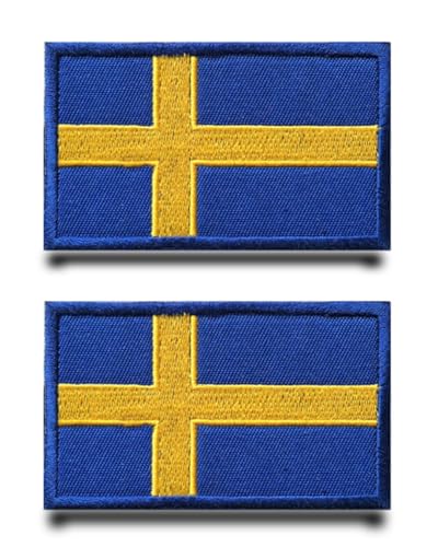 2 Stück Schweden Flaggen-Patch Stickerei Taktische Militär Sweden Patch,Aufnäher Mit Nylon Airsoft Für Jacke Rucksäcke Taktische Kleidung Taschen Abzeichen Stickereibänder von Tuyatezhi
