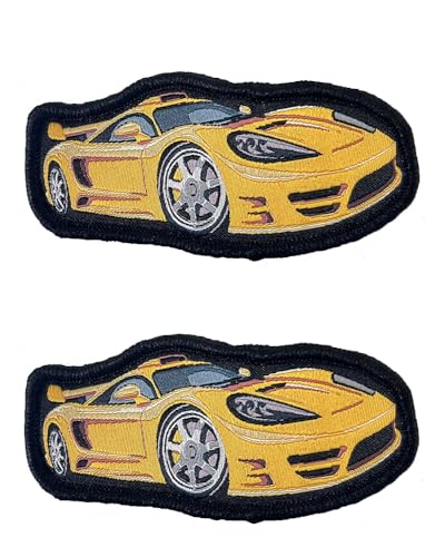 2 Stück Sportwagen Rennen Autos Stickerei Patch Lustiger Flagge Taktische Abzeichen Aufnäher Nylon Militär Applikation für Jacke Taschen Kleidung Hut Rucksäcke Weste von Tuyatezhi