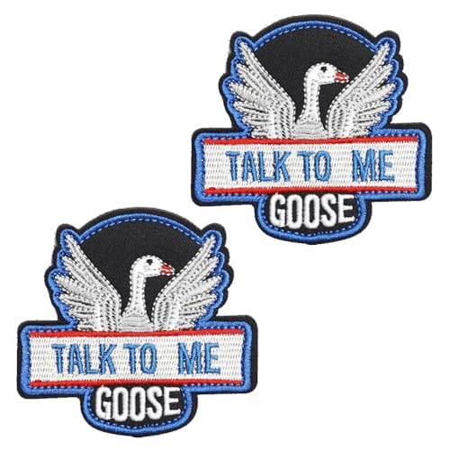 2 Stück Talk To Me Goose/Sprich Mit Mir,Gans!Lustiger Patch Nylon Stickerei Hook Loop Taktische Militärisch Abnehmbar Aufnäher Applikation für Kleidung Rucksäcke Weste Hut Jacke T-Shirt Jeans von Tuyatezhi