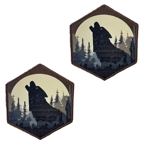 2 Stück Wolf Der Wolf und der Mond Patch Lustiger Flagge Stickerei Taktische Abzeichen Aufnäher mit Nylon Militär Patch Applikation für Jacke Taschen Kleidung Hut Rucksäcke Weste 2 Stück Wolf Der Wolf und der Mond Patch Lustiger Flagge Stickerei Taktische Abzeichen Aufnäher mit Nylon Militär Patch Applikation für Jacke Taschen Kleidung Hut Rucksäcke Weste von Tuyatezhi