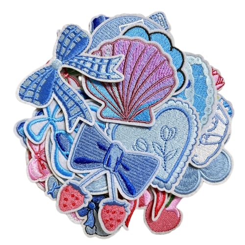 22 Stück blaue Embleme, zum Aufbügeln oder Aufnähen, bunt bestickt, blaue Mädchen-Schleife, niedliche Stile, Aufnäher, Applikation, DIY-Dekoration, Zubehör für Jeans, Kleidung, T-Shirts, Rucksäcke 22 Stück blaue Embleme, zum Aufbügeln oder Aufnähen, bunt bestickt, blaue Mädchen-Schleife, niedliche Stile, Aufnäher, Applikation, DIY-Dekoration, Zubehör für Jeans, Kleidung, T-Shirts, Rucksäcke von Tuyatezhi