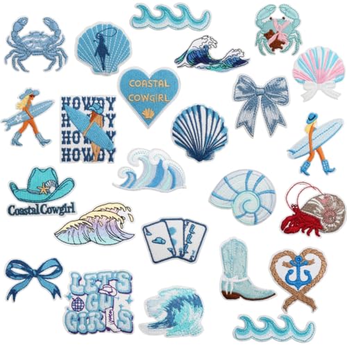24 Stück Cowgirl-Emblem zum Aufbügeln oder Aufnähen, blau, bestickter Stoff, bunt, niedlicher Stil, Aufnäher für Kleidung, Jeans, T-Shirts, Rucksäcke, Westen, Hüte, Nähapplikationen 24 Stück Cowgirl-Emblem zum Aufbügeln oder Aufnähen, blau, bestickter Stoff, bunt, niedlicher Stil, Aufnäher für Kleidung, Jeans, T-Shirts, Rucksäcke, Westen, Hüte, Nähapplikationen von Tuyatezhi