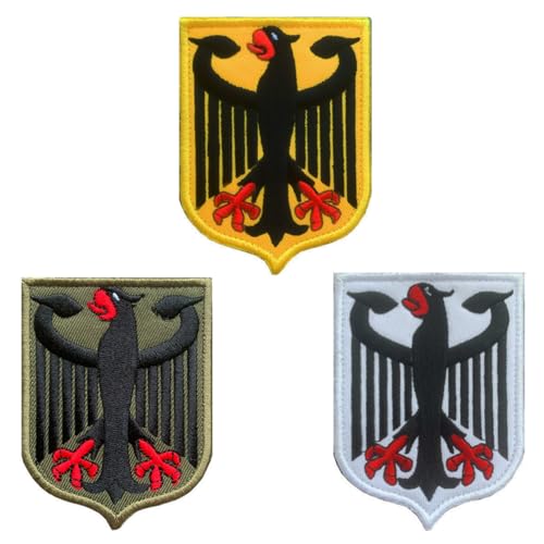 3 Stück Adler-Schild Deutschland Flagge Patch Aufnäher Abnehmbare mit Stickereiverschluss Applikation Taktisch Militär Patch für Jacke Weste Kleidung Rucksäcke Baseballkappe Taschen 3 Stück Adler-Schild Deutschland Flagge Patch Aufnäher Abnehmbare mit Stickereiverschluss Applikation Taktisch Militär Patch für Jacke Weste Kleidung Rucksäcke Baseballkappe Taschen von Tuyatezhi