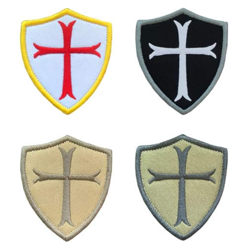 4 Stück Ritter Templer Kreuz Schild Flagge Patch Aufnäher Abnehmbare mit Stickereiverschluss Applikation Taktisch Militär Patch für Jacke Weste Kleidung Rucksäcke Baseballkappe Taschen 4 Stück Ritter Templer Kreuz Schild Flagge Patch Aufnäher Abnehmbare mit Stickereiverschluss Applikation Taktisch Militär Patch für Jacke Weste Kleidung Rucksäcke Baseballkappe Taschen von Tuyatezhi