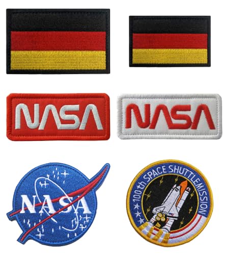 6 Stück NASA und German Flagge Patch Abnehmbare Aufbügler Flicken Taktisch Militär Applikation für Rucksäcke Kleidung Baseballkappe Taschen Weste Jacke 6 Stück NASA und German Flagge Patch Abnehmbare Aufbügler Flicken Taktisch Militär Applikation für Rucksäcke Kleidung Baseballkappe Taschen Weste Jacke von Tuyatezhi