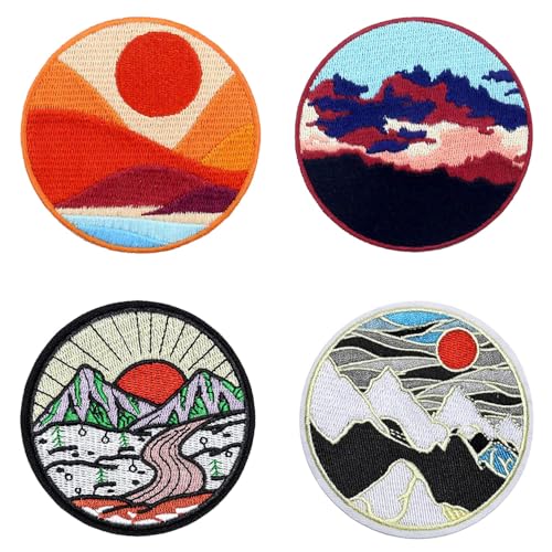 Aufnäher, Motiv: Sonnenaufgang vom Berg, Vintage-Emblem, zum Aufbügeln oder Aufnähen, bestickter Verschluss, niedlicher Stil, lustige Applikation, taktische Militär-Aufnäher für Jacken, Hüte, Westen Aufnäher, Motiv: Sonnenaufgang vom Berg, Vintage-Emblem, zum Aufbügeln oder Aufnähen, bestickter Verschluss, niedlicher Stil, lustige Applikation, taktische Militär-Aufnäher für Jacken, Hüte, Westen von Tuyatezhi
