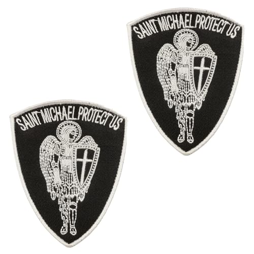 Aufnäher mit Aufschrift "Saint Michael Protect Us", bestickt, Klettverschluss, taktische Applikation, Engelsschild, DIY, Kostüm-Zubehör, Patches für Kleidung, Rucksäcke, Jacken, Hüte, Westen, Jeans, 2 Aufnäher mit Aufschrift "Saint Michael Protect Us", bestickt, Klettverschluss, taktische Applikation, Engelsschild, DIY, Kostüm-Zubehör, Patches für Kleidung, Rucksäcke, Jacken, Hüte, Westen, Jeans, 2 von Tuyatezhi