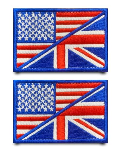 Aufnäher mit britischer/amerikanischer Flagge, bestickt, mit Klettverschluss, taktische Applikation, DIY, Kostümzubehör, blau, Freundschaftsaufnäher für Kleidung, Rucksäcke, Jacken, Hüte, Westen Aufnäher mit britischer/amerikanischer Flagge, bestickt, mit Klettverschluss, taktische Applikation, DIY, Kostümzubehör, blau, Freundschaftsaufnäher für Kleidung, Rucksäcke, Jacken, Hüte, Westen von Tuyatezhi