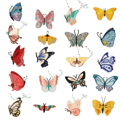 Aufnäher zum Aufbügeln oder Aufnähen, Motiv: Schmetterling, verschiedene Formen, Retro, bunt, zum Nähen, für Jeans, Kleidung, T-Shirts, Rucksäcke, Westen, Hüte, Kleider, 20 Stück Aufnäher zum Aufbügeln oder Aufnähen, Motiv: Schmetterling, verschiedene Formen, Retro, bunt, zum Nähen, für Jeans, Kleidung, T-Shirts, Rucksäcke, Westen, Hüte, Kleider, 20 Stück von Tuyatezhi