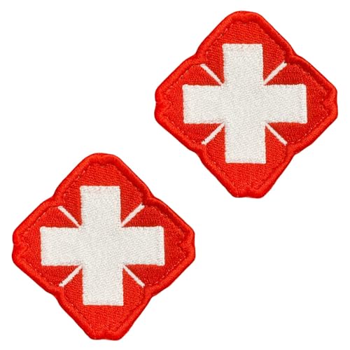 Medizinisches Kreuz bestickter Aufnäher mit Haken und Schlaufe zum Aufnähen in Blumenform, taktische Applikation, lustiges DIY-Kostüm-Zubehör, rote Flicken für Kleidung, Rucksäcke, Jacken, Hüte Medizinisches Kreuz bestickter Aufnäher mit Haken und Schlaufe zum Aufnähen in Blumenform, taktische Applikation, lustiges DIY-Kostüm-Zubehör, rote Flicken für Kleidung, Rucksäcke, Jacken, Hüte von Tuyatezhi