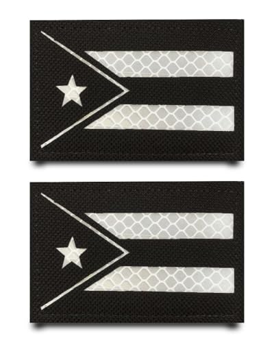 Puerto Rico, reflektierende Flagge, Klettverschluss, besticktes Emblem, Verschluss, taktische Applikation, lustiger Spruch für Kleidung, Rucksäcke, Jacken, Hüte, Westen, Jeans, 2 Stück Puerto Rico, reflektierende Flagge, Klettverschluss, besticktes Emblem, Verschluss, taktische Applikation, lustiger Spruch für Kleidung, Rucksäcke, Jacken, Hüte, Westen, Jeans, 2 Stück von Tuyatezhi
