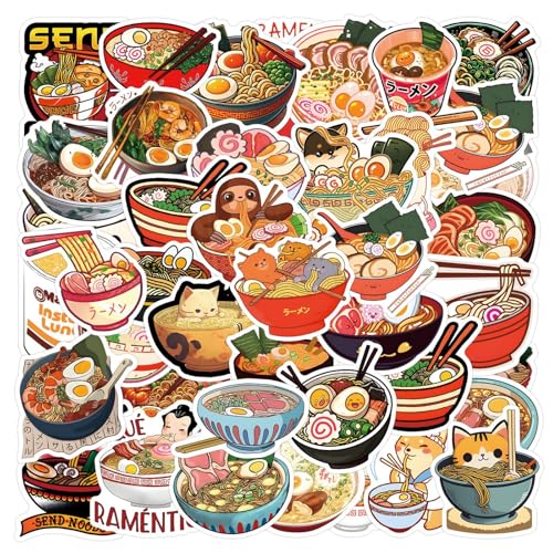 Ramen-Aufkleber für Kinder, Teenager, Mädchen, Jungen, Lamian-Nudeln, Aufkleber für Fahrrad, Skateboard, Laptop, Wasserflaschen, Computer, wasserdichtes Vinyl für Wand, Graffiti-Aufkleber, 55 Stück Ramen-Aufkleber für Kinder, Teenager, Mädchen, Jungen, Lamian-Nudeln, Aufkleber für Fahrrad, Skateboard, Laptop, Wasserflaschen, Computer, wasserdichtes Vinyl für Wand, Graffiti-Aufkleber, 55 Stück von Tuyatezhi